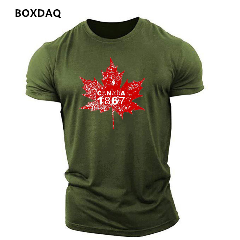 Kaus Pria Pola Daun Maple Kana - Street Fashion Canada ulasan dan harga