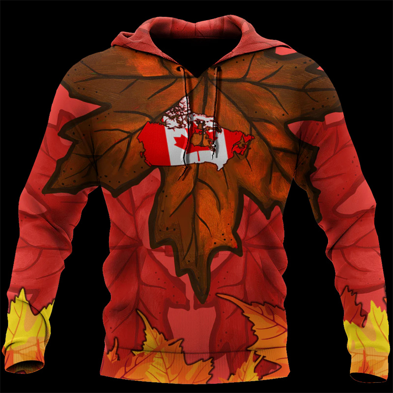 Hoodie gambar daun Maple Kanad - Street Fashion Canada ulasan dan harga