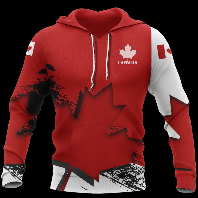 Hoodie gambar daun Maple Kanad - Street Fashion Canada ulasan dan harga